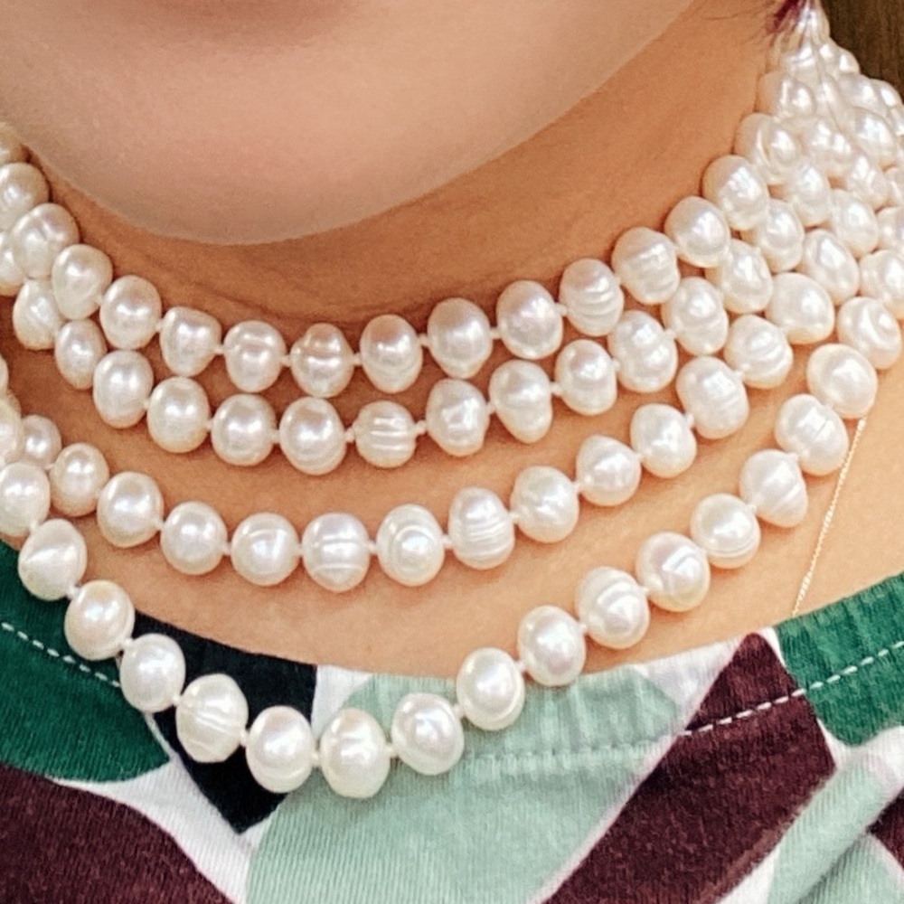 Handmade 50” 8-9mm White Cultured Freshwater Pearl Necklace No clasp Diff Styles
